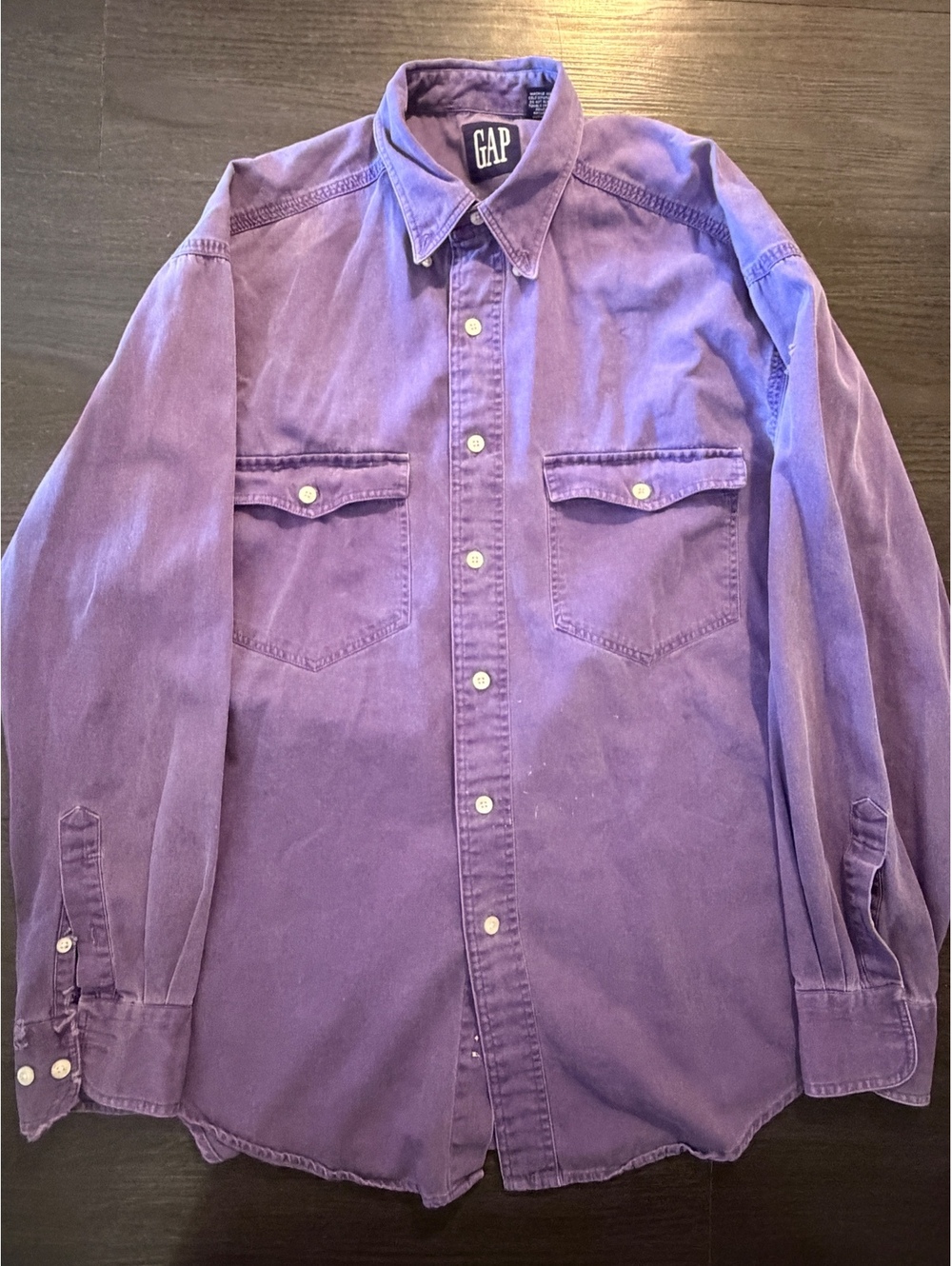 VTG 90s Gap Purple Heavy Twill Distressed Work Shirt
